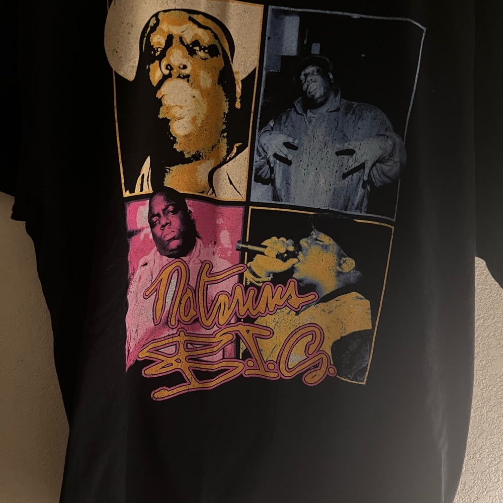 NWT BIGGIE UNISEX XL BLACK MULTICOLORED GRAPHIC LICENSED B.I.G 100% COTTON
